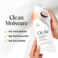 Olay in shower lifestyle image showing hydrated skin after use