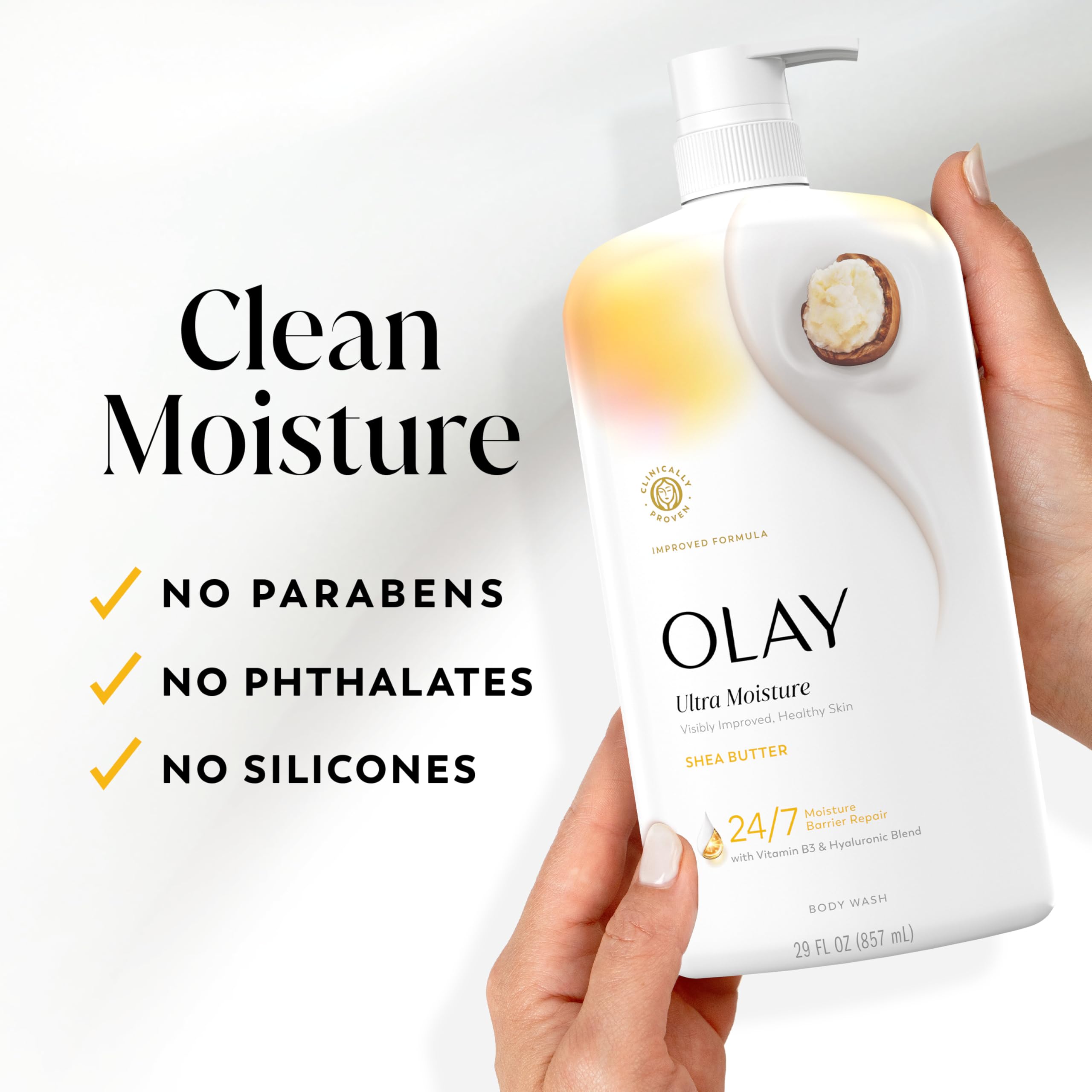 Olay used in shower scene showing relaxing cleanse and daily routine benefit