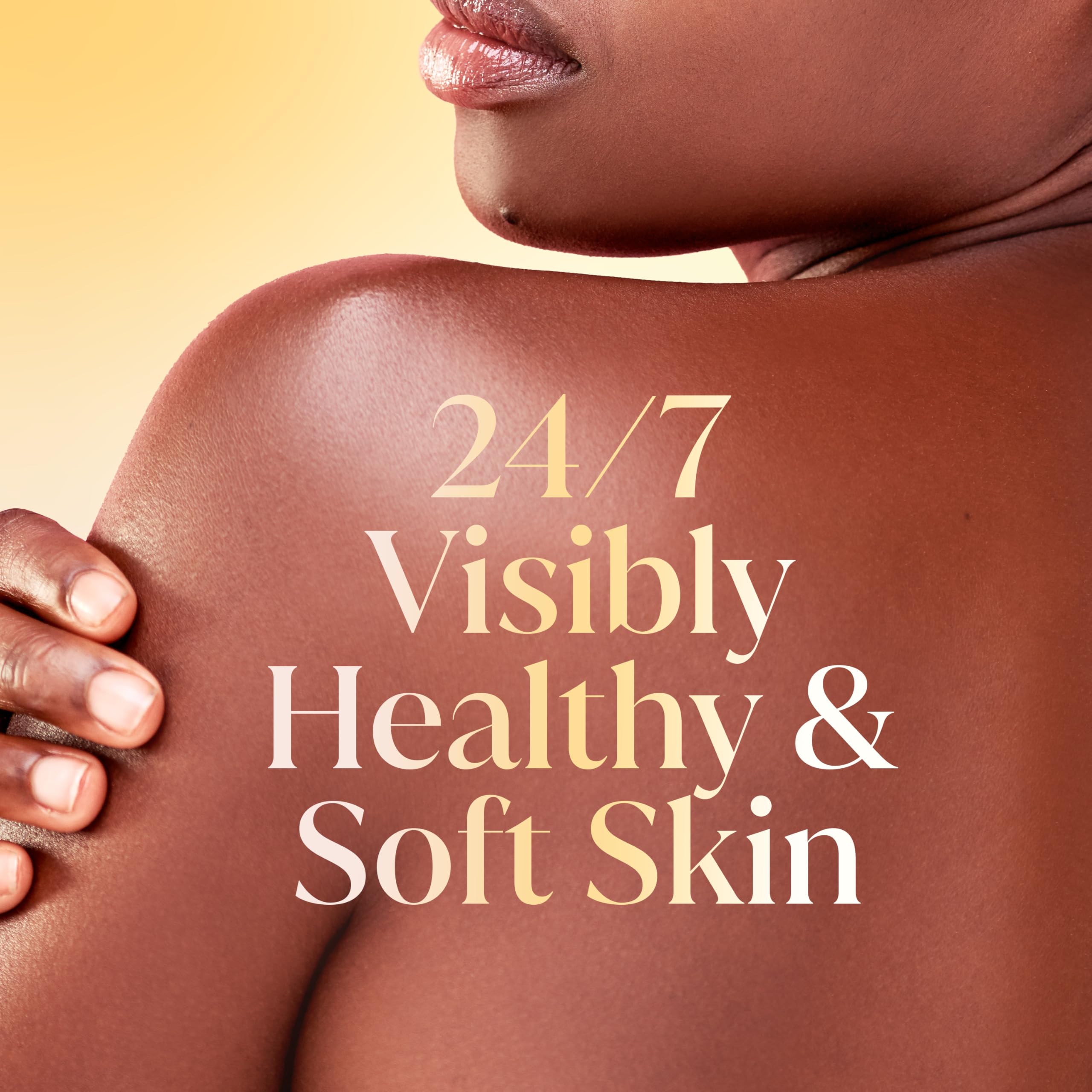 Olay side label including active ingredients for visible moisture support