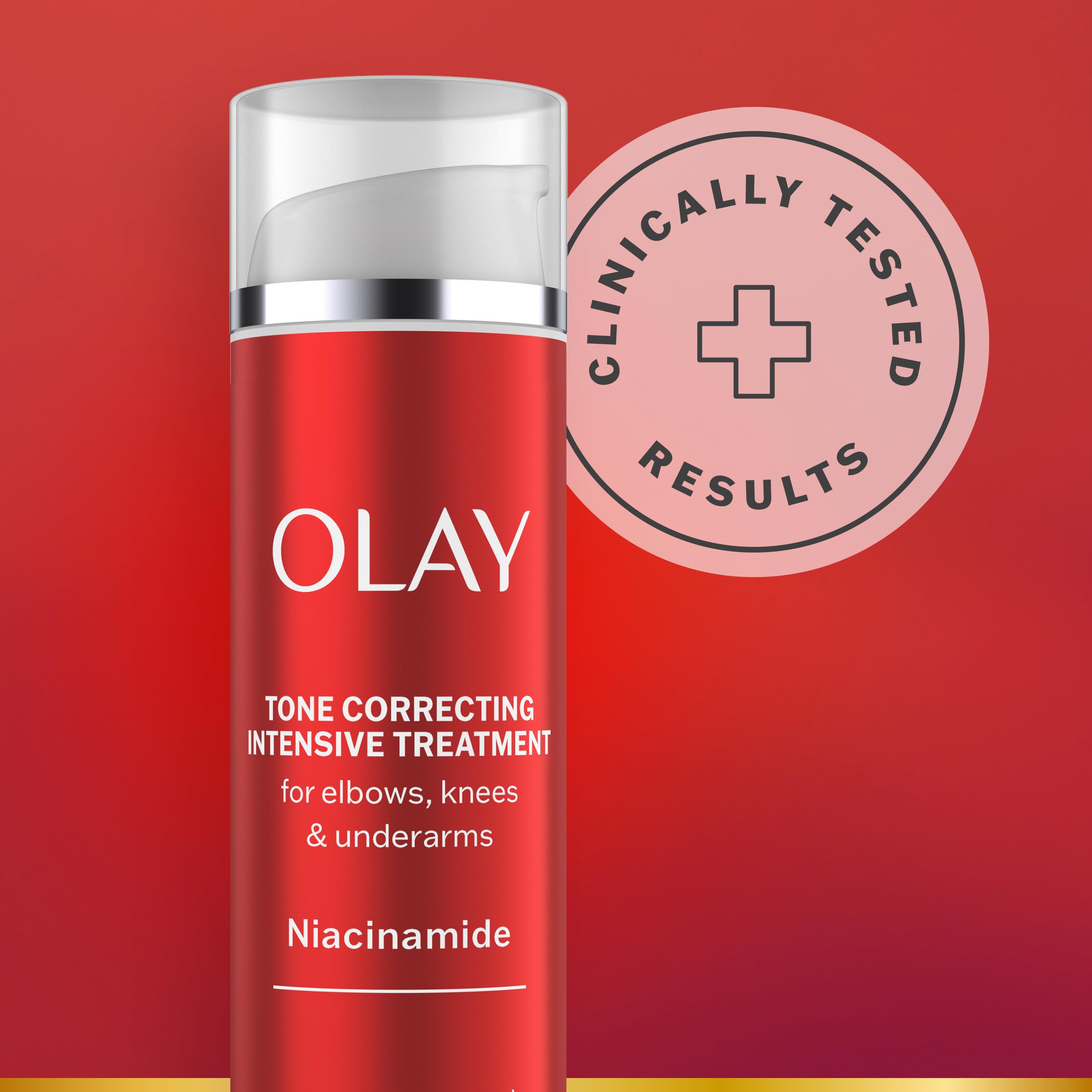 Olay 1.7 fl oz tube next to hand illustrating compact travel size