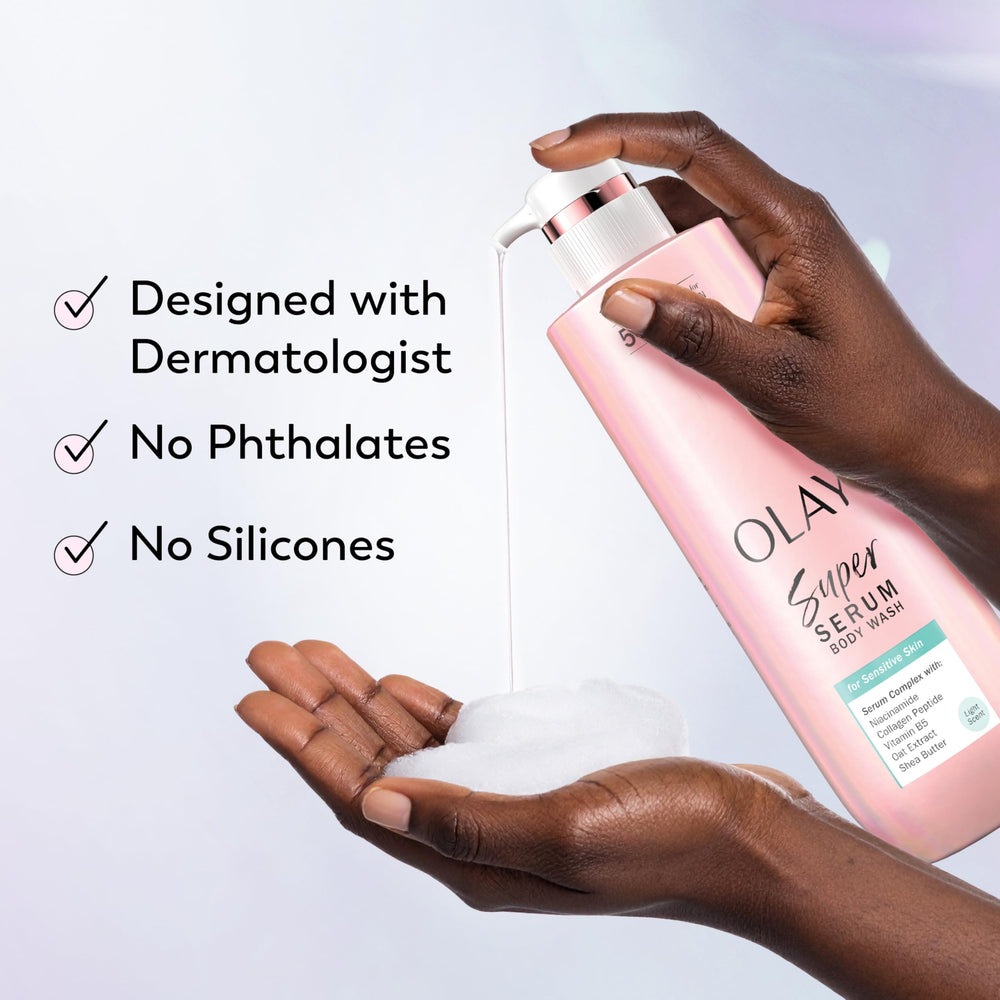 Olay bottle held in hand indicating 20 fl oz size and value