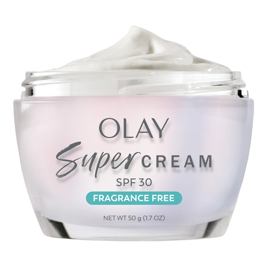 Olay Super Cream front jar showing packaging and SPF benefit