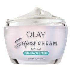 Olay Super Cream front jar showing packaging and SPF benefit