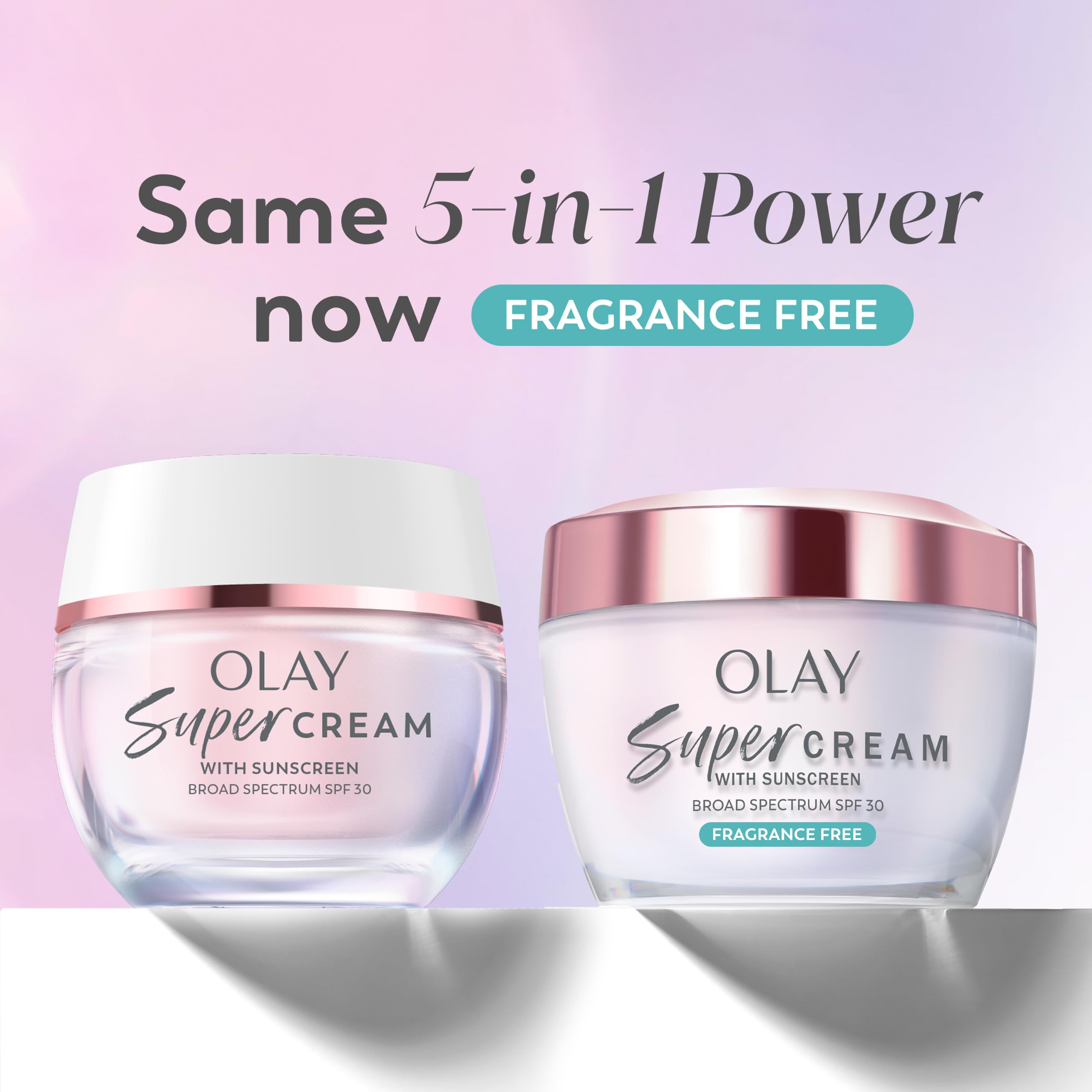 Olay Super Cream on bathroom counter illustrating daily routine ease