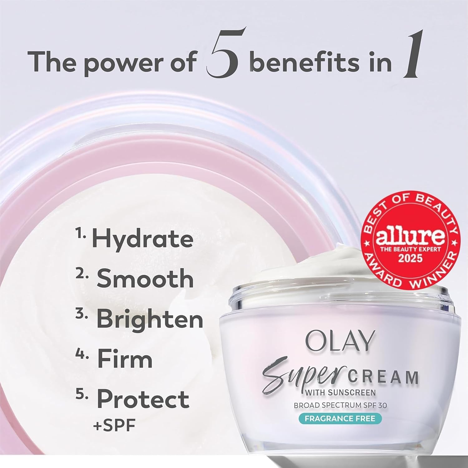 Olay Super Cream texture close-up highlighting smooth absorbency