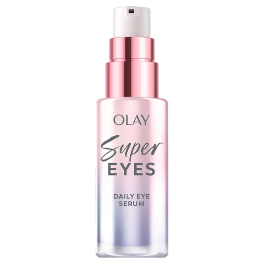 Olay front bottle shot showing pump and branding, communicates premium convenience
