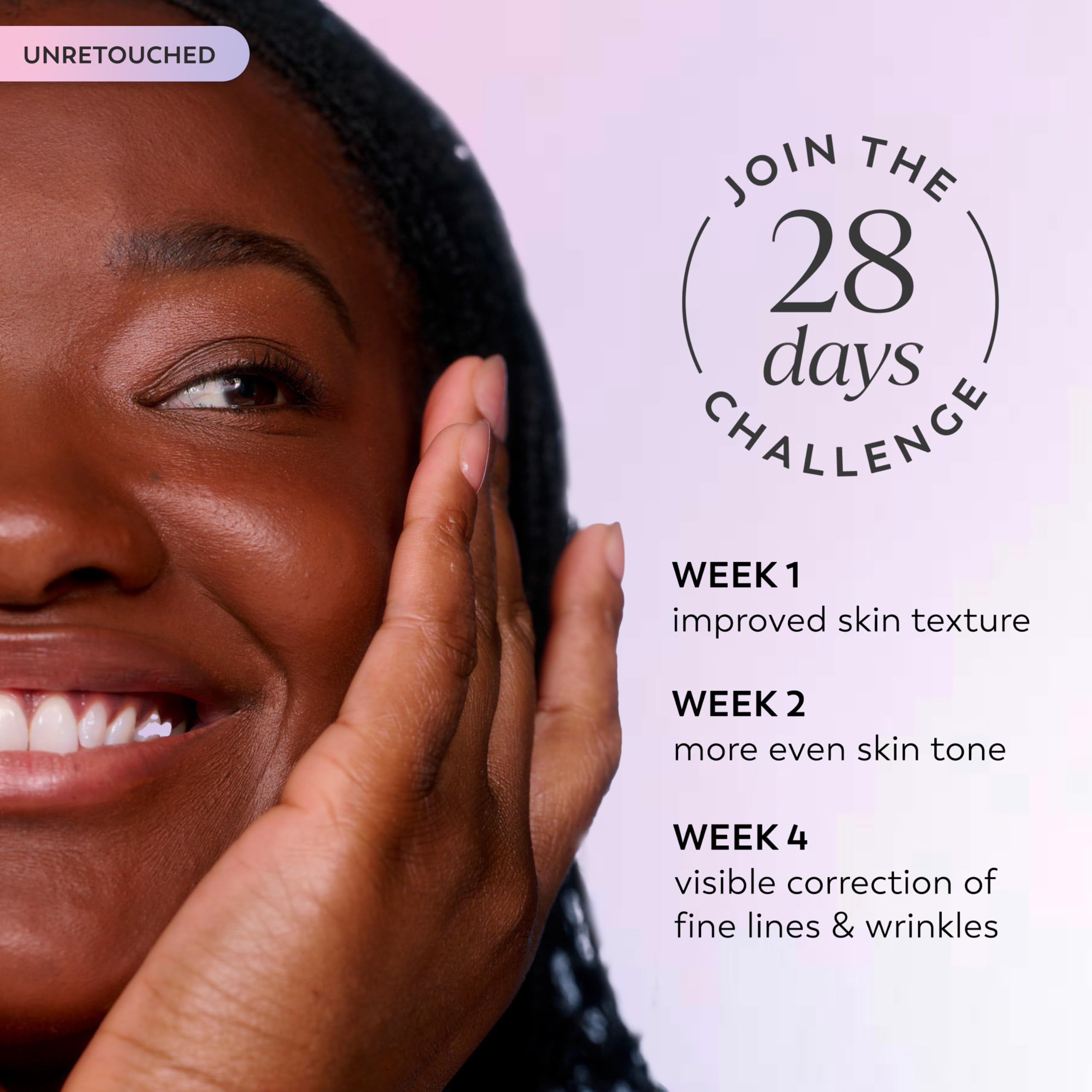 Olay before and after composite showing visible tone improvement