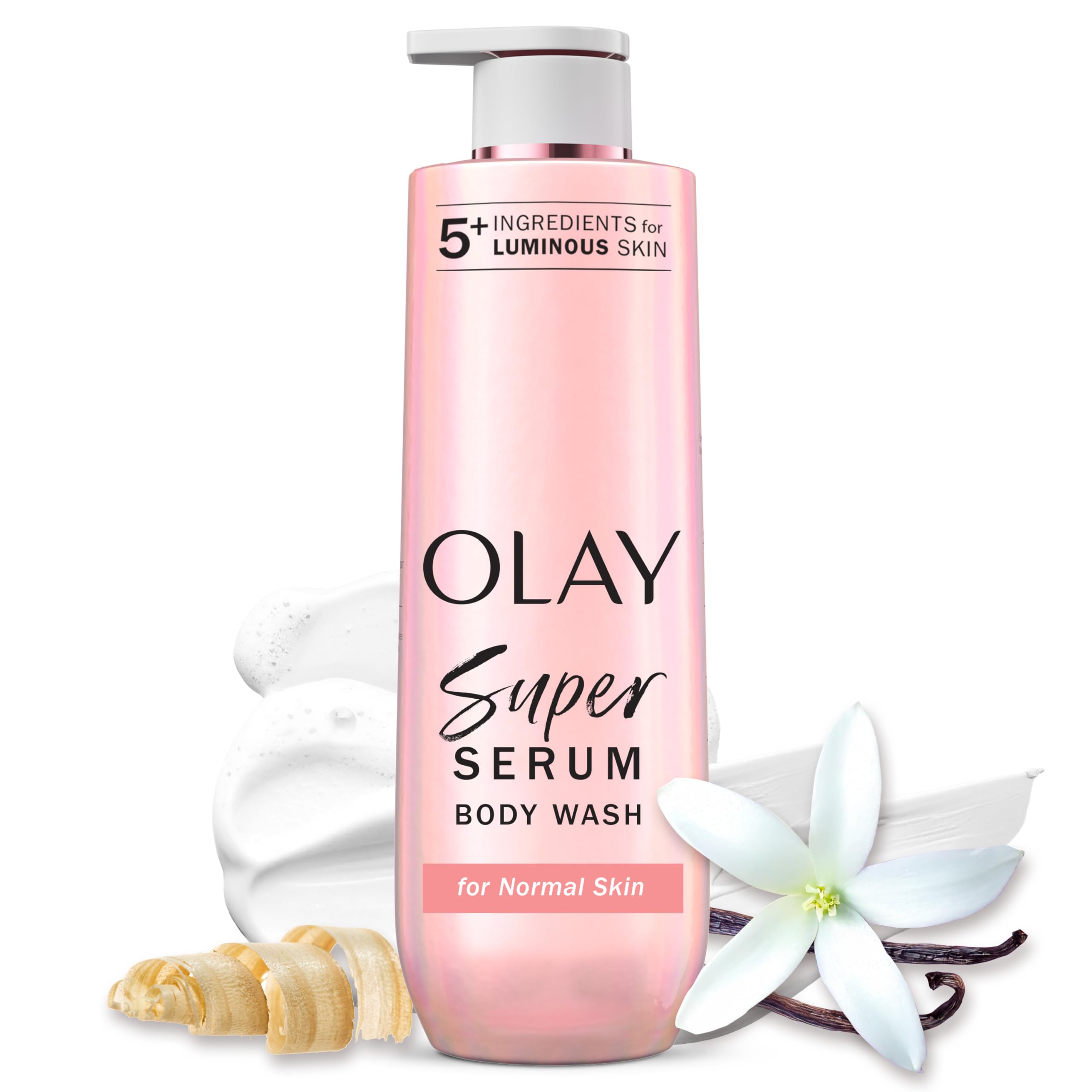 Olay front bottle view showing clean design and product benefits