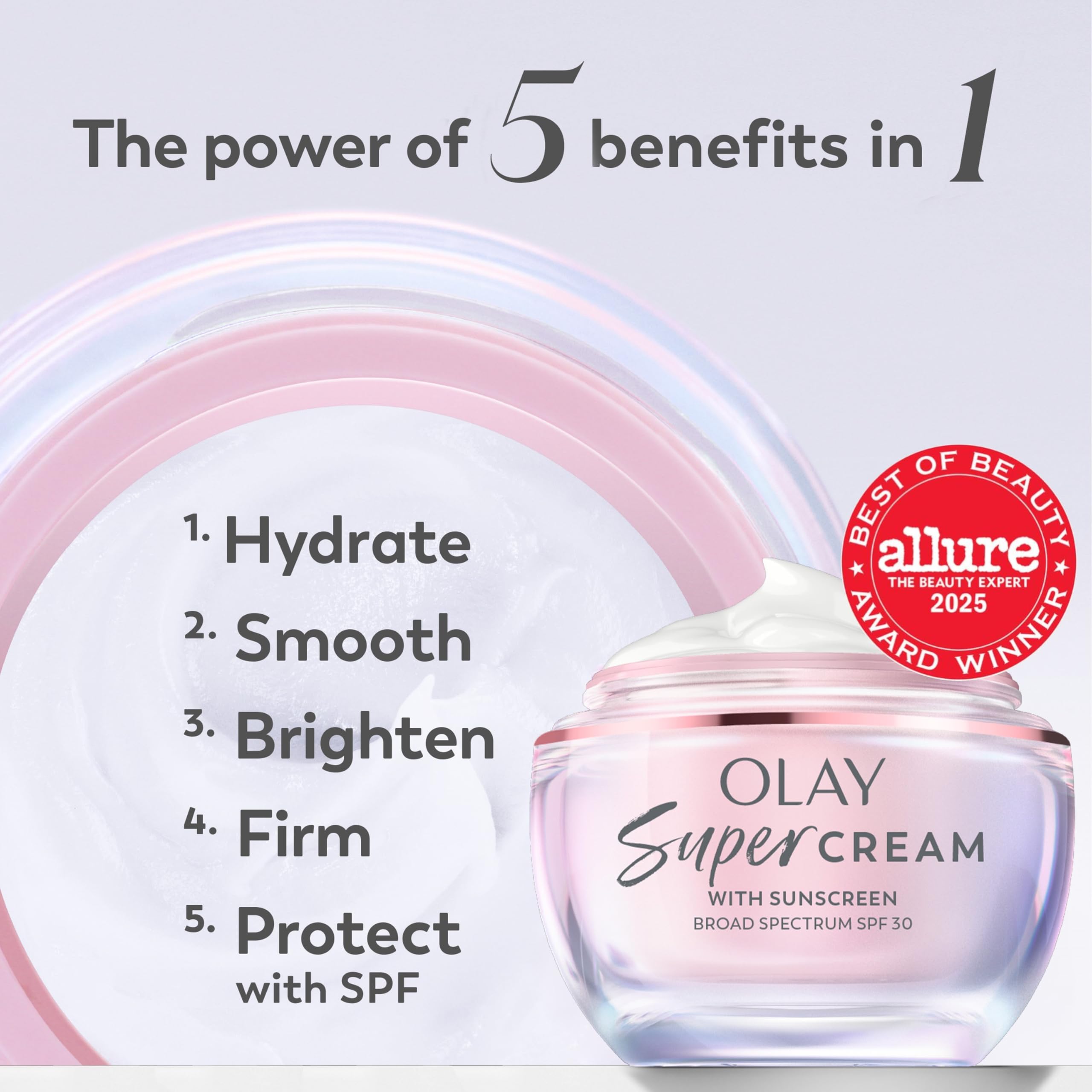 Olay cream texture closeup highlighting lightweight finish and quick absorption