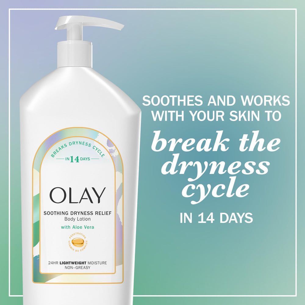 Creamy lotion texture on pump showcasing Olay fast-absorbing finish