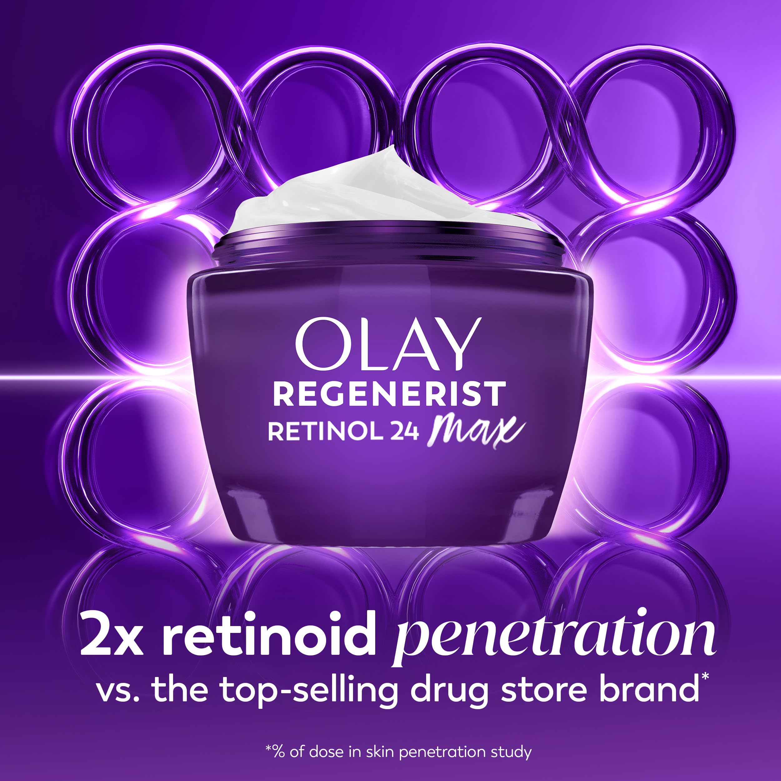 Olay tube and box detail focusing on product information and premium presentation