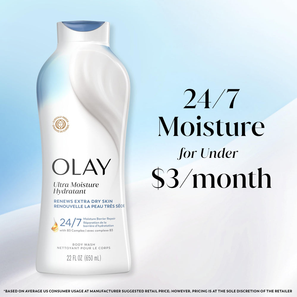 Bathroom scene with Olay body wash conveying nourishing shower ritual benefit