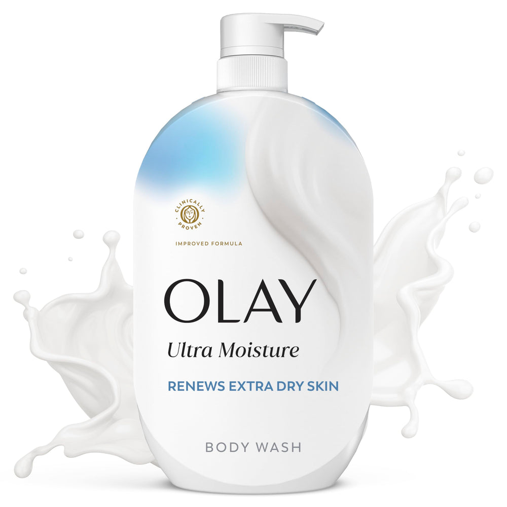 Olay bottle front packaging showing hydrating benefits and size