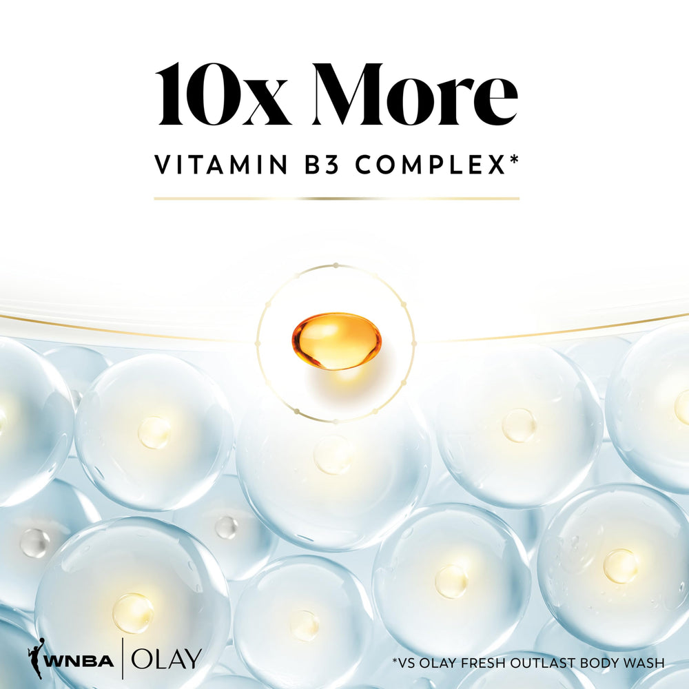 vanilla coconut jasmine elements beside Olay bottle showcasing scent profile benefit