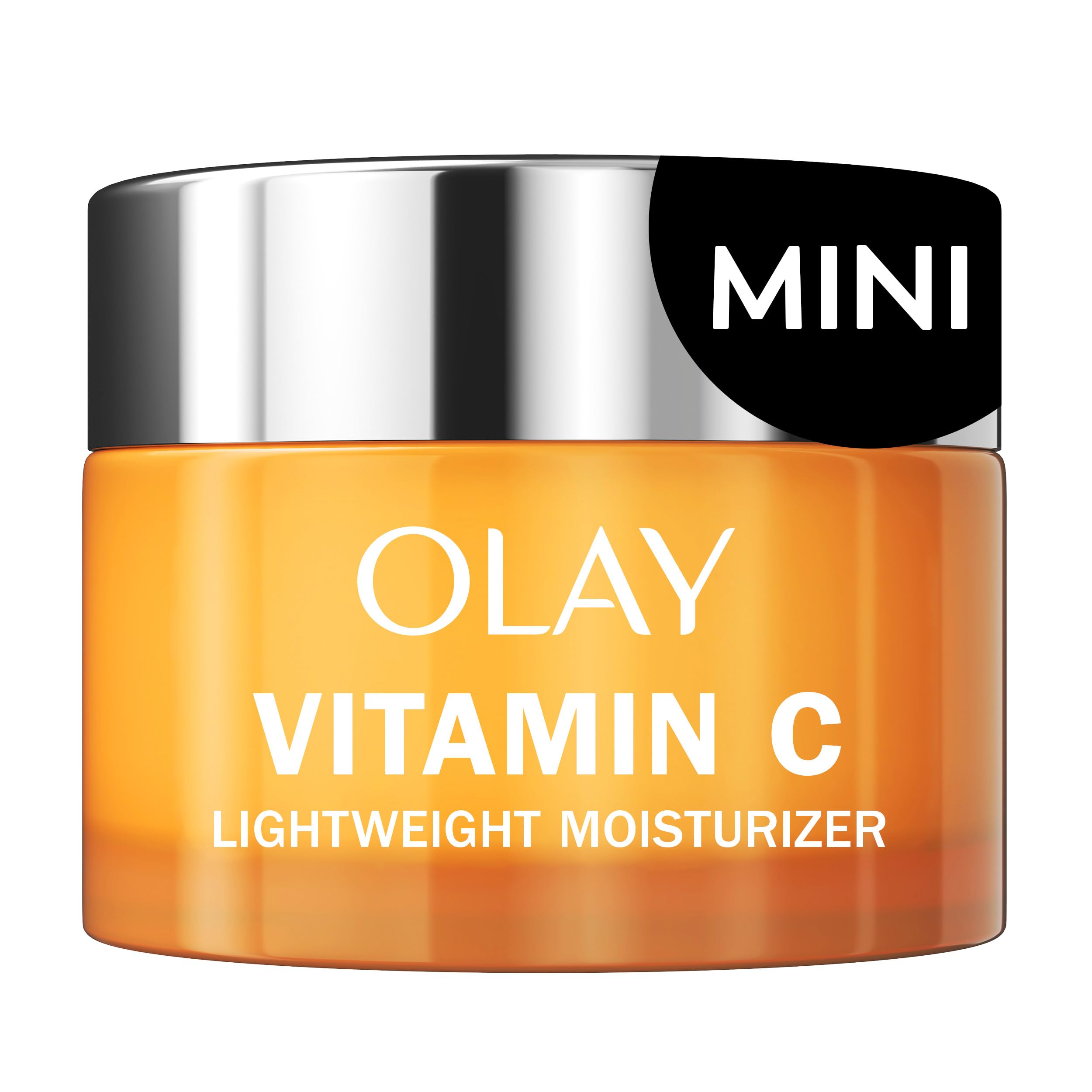 Olay trial jar front view showing compact brightening cream and portability