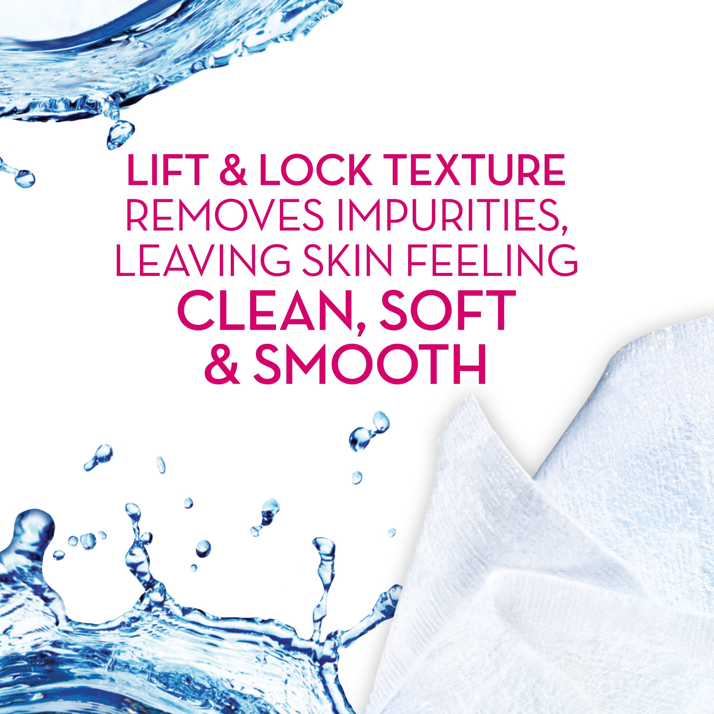 Hand holding Olay wipe removing eye makeup demonstrating gentle, fragrance-free cleaning
