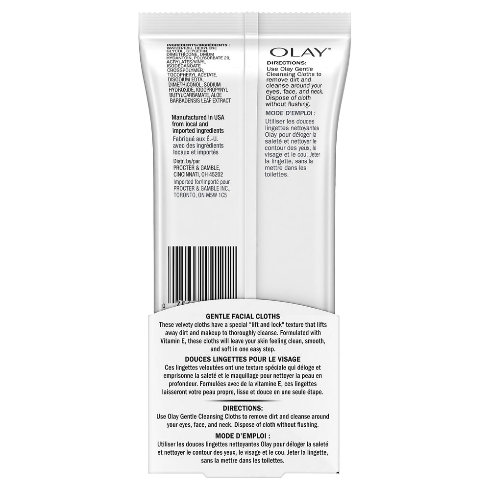 Olay wipes beside travel bag illustrating convenient, soothing cleansing on the go