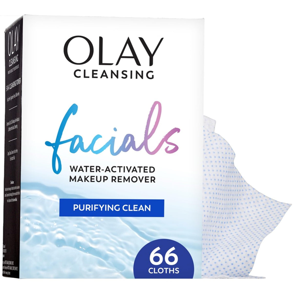 Olay front packaging showing 66-count wipes and convenience
