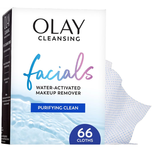 Olay front packaging showing 66-count wipes and convenience