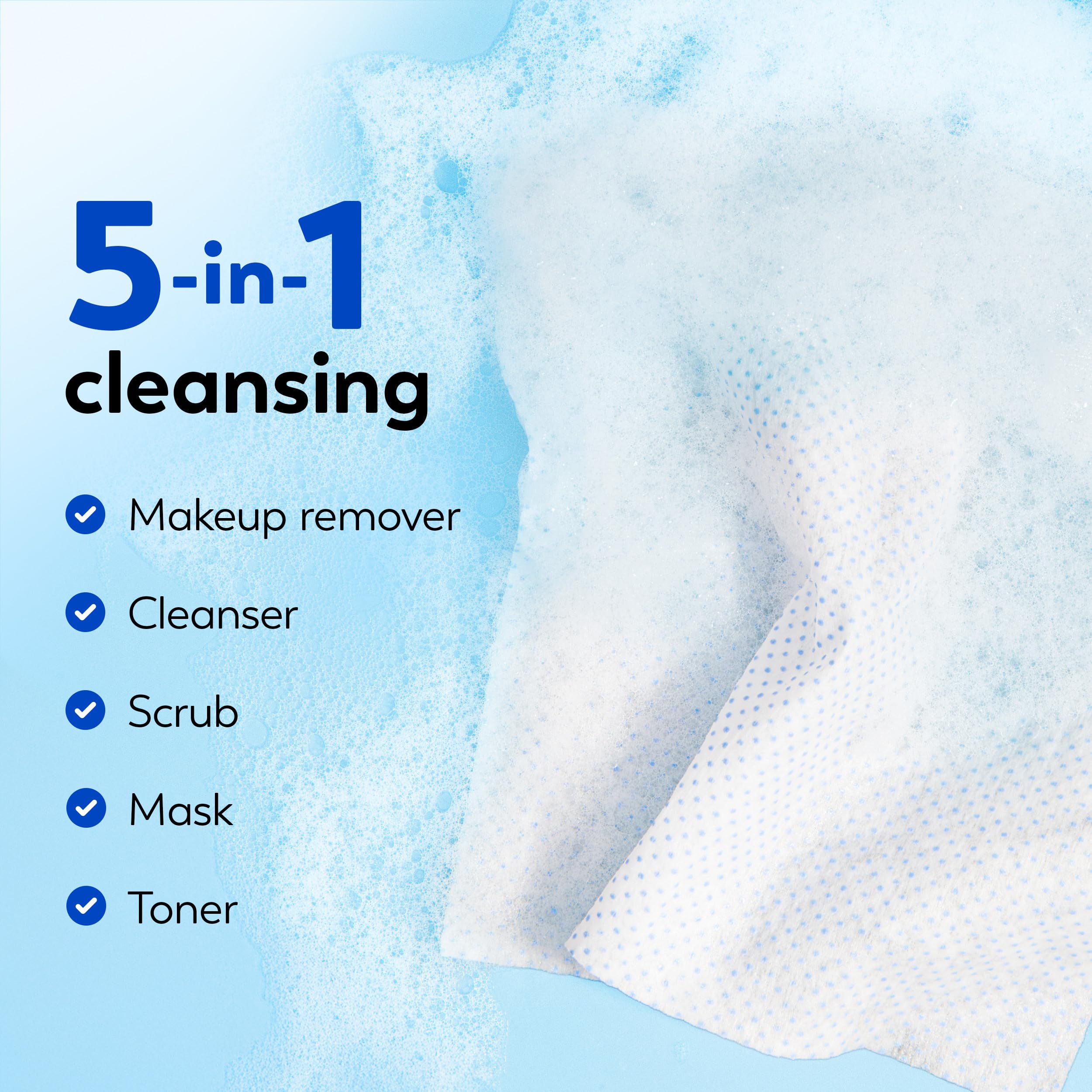 Olay single towel unfolded to show full size and texture for effective use