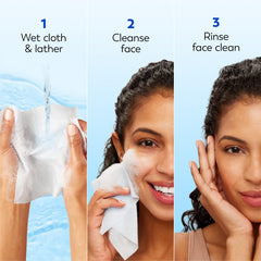 Used Olay wipe displaying removed makeup and visible cleaning benefit