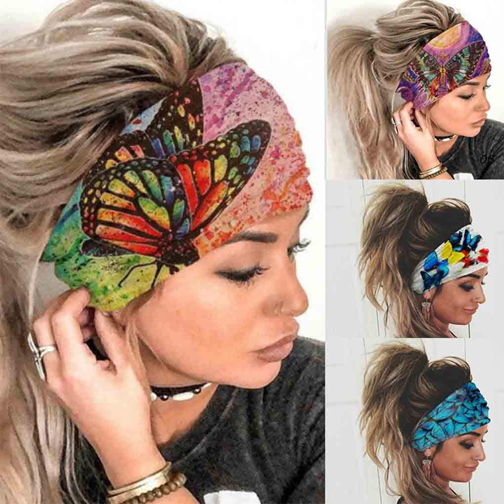 Olbye front view of four boho headbands showing patterns and colors, versatile accessory