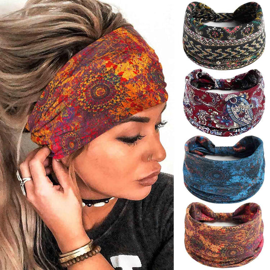 Olbye front packaging showing four floral headbands and versatile designs for styling