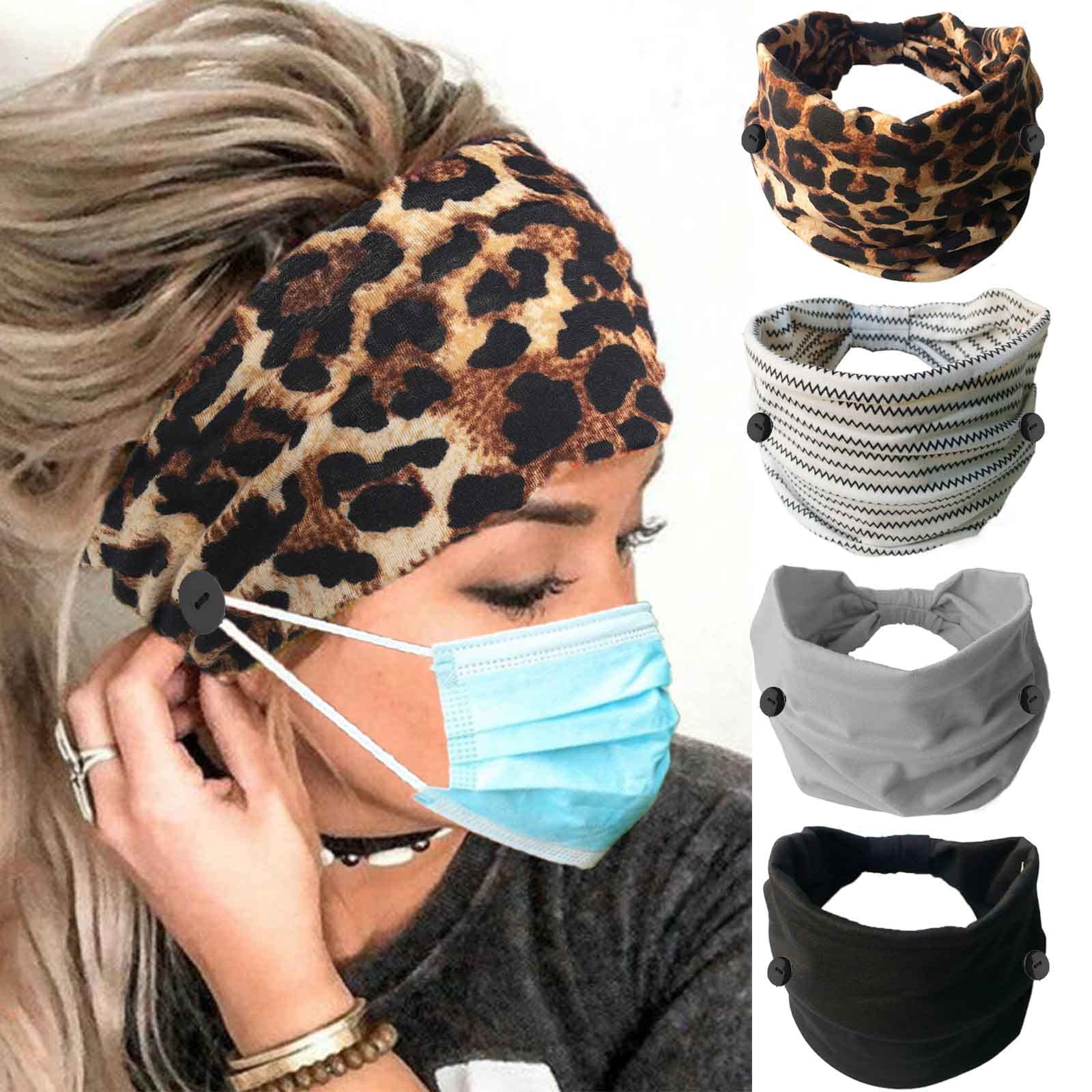 Olbye front view of leopard headband showing pattern and fit, stylish protection