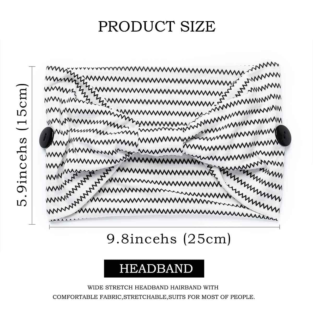 Olbye headband next to ruler for size comparison, shows full coverage
