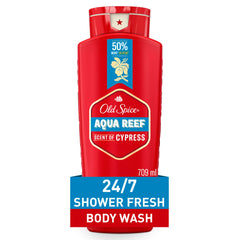 Old Spice front packaging showing 24 oz bottle and brand for shelf appeal