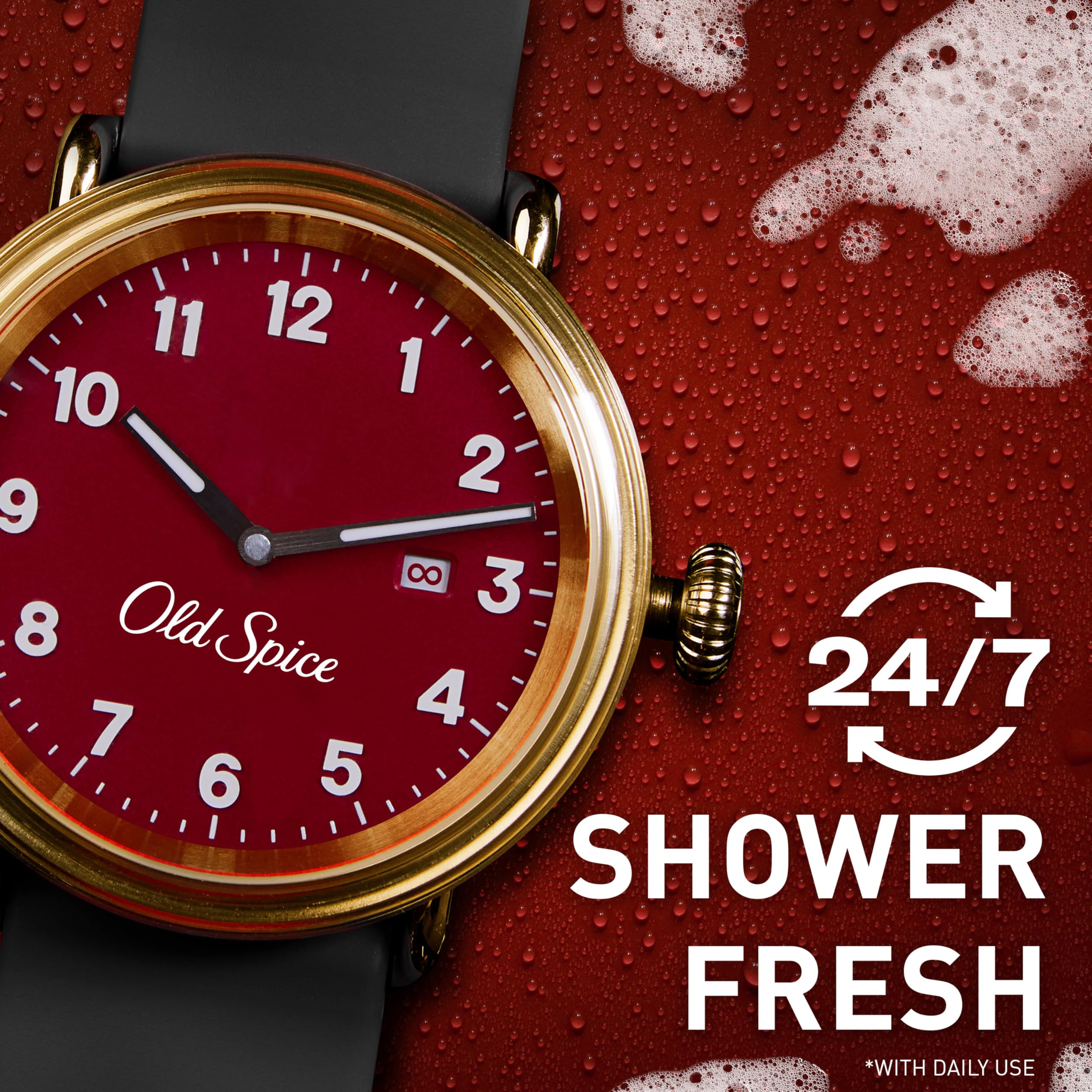Old Spice in-shower lifestyle shot showing invigorated post-shower benefit