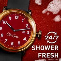 Old Spice in-shower lifestyle shot showing invigorated post-shower benefit
