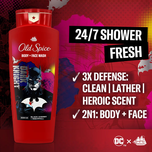 Old Spice Batman pump and cap detail demonstrating easy dispensing and convenient use