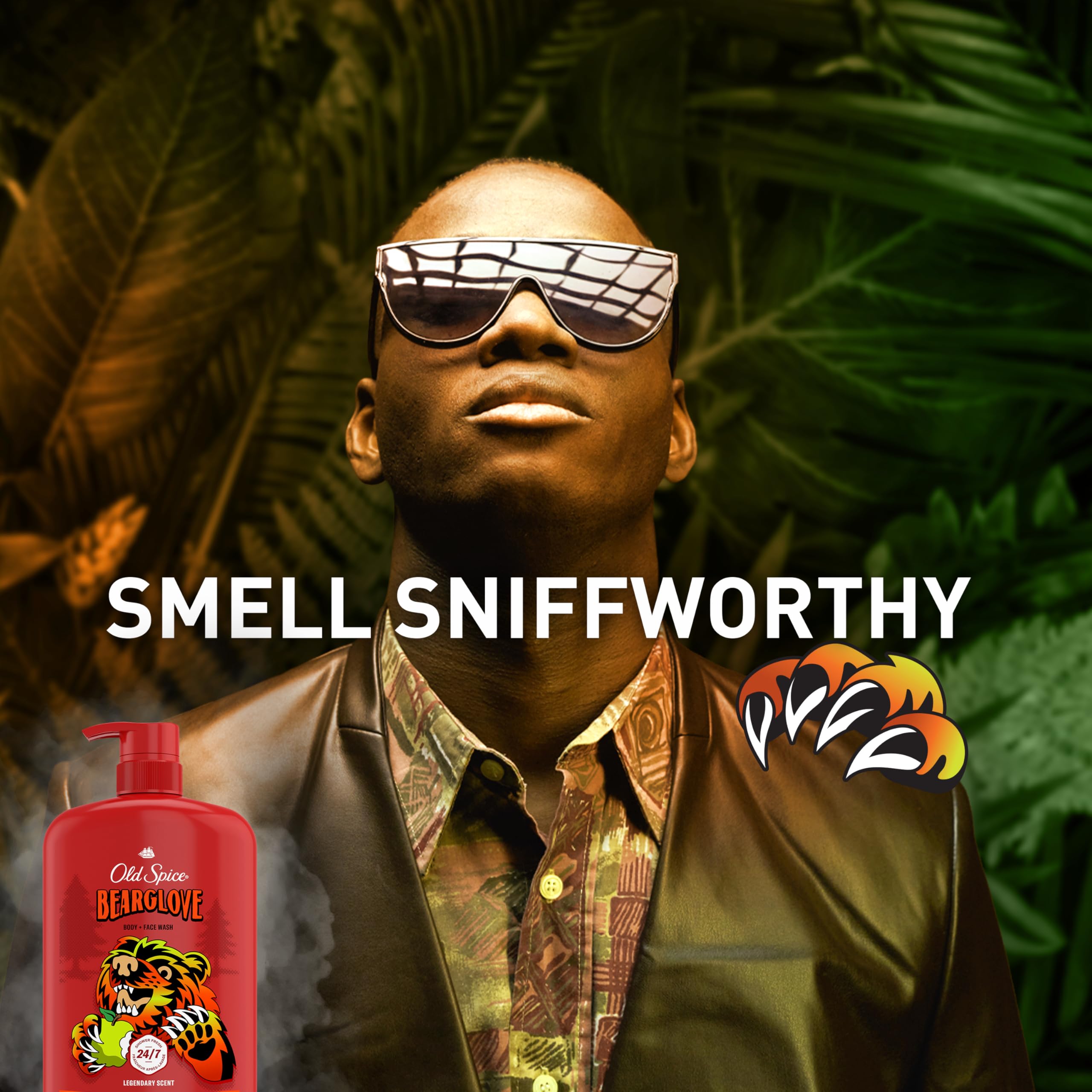 Old Spice Bearglove scent ingredients display evoking fresh orchard aroma benefit