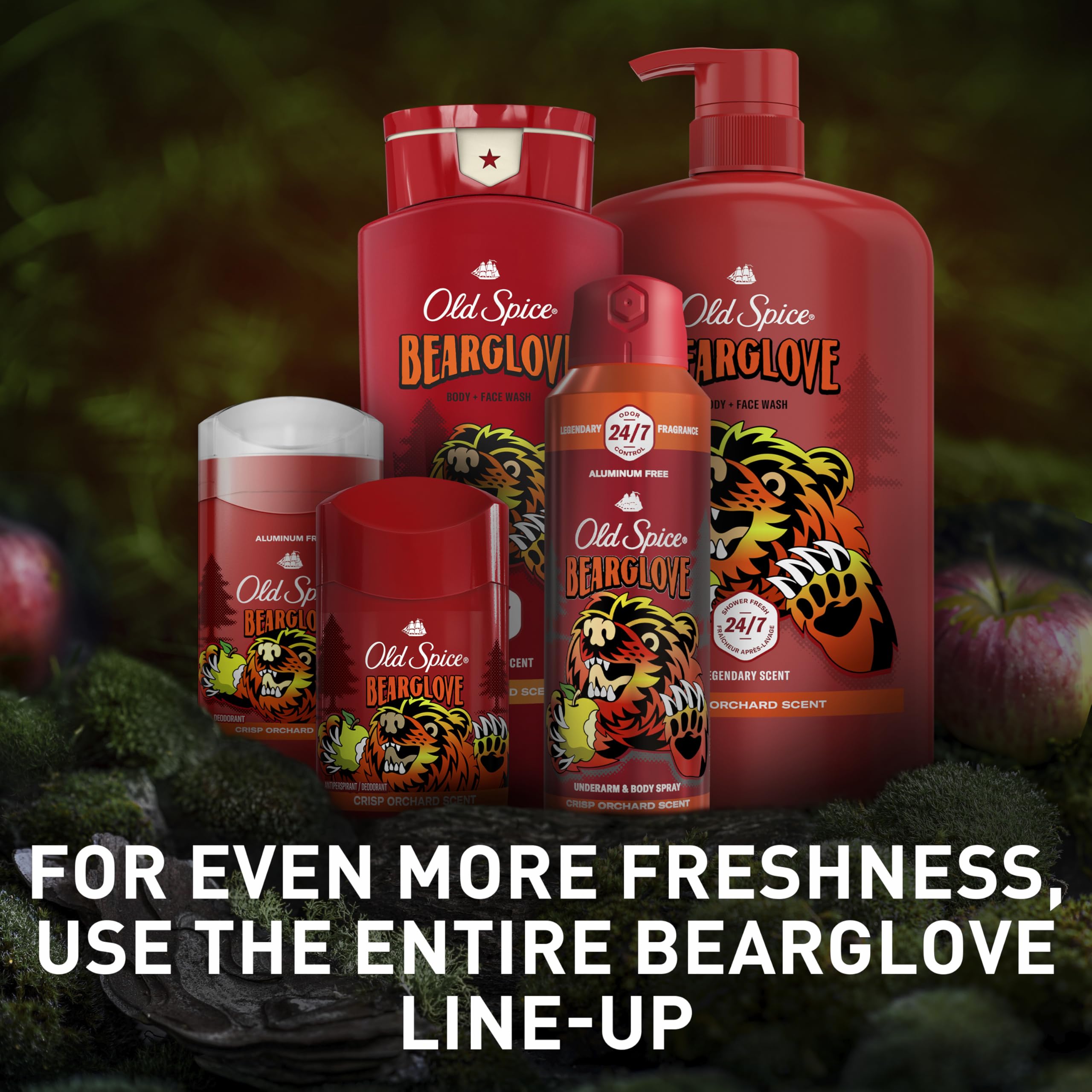 Old Spice Bearglove bottle with packaging elements suggesting responsible storage benefit