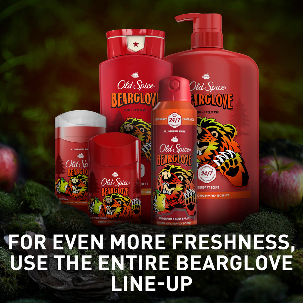 Old Spice Bearglove bottle with packaging elements suggesting responsible storage benefit