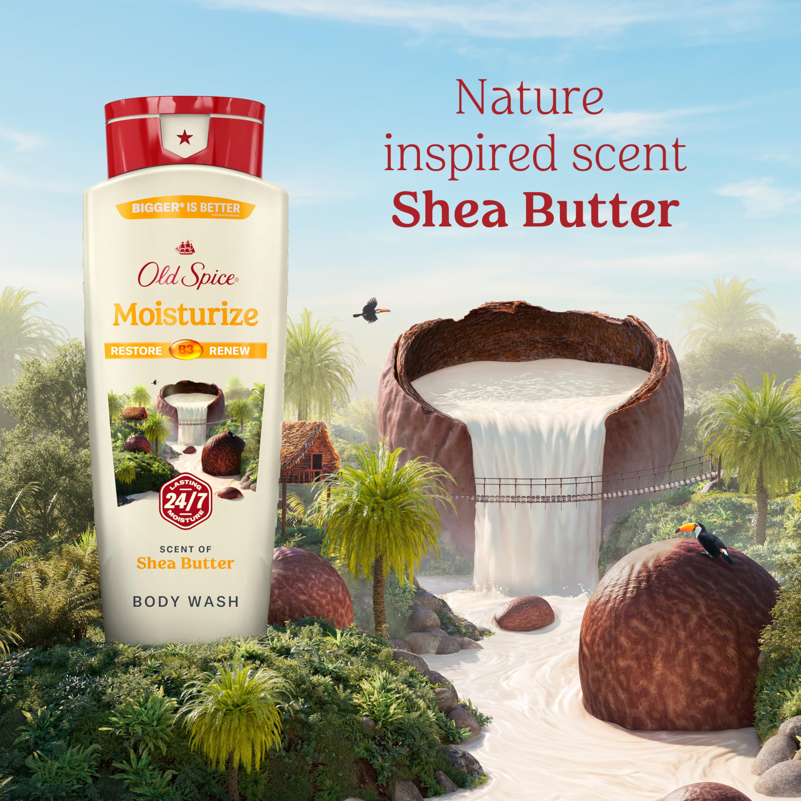 Old Spice bottle beside a hand to show 18 oz scale for sizing and portability benefit