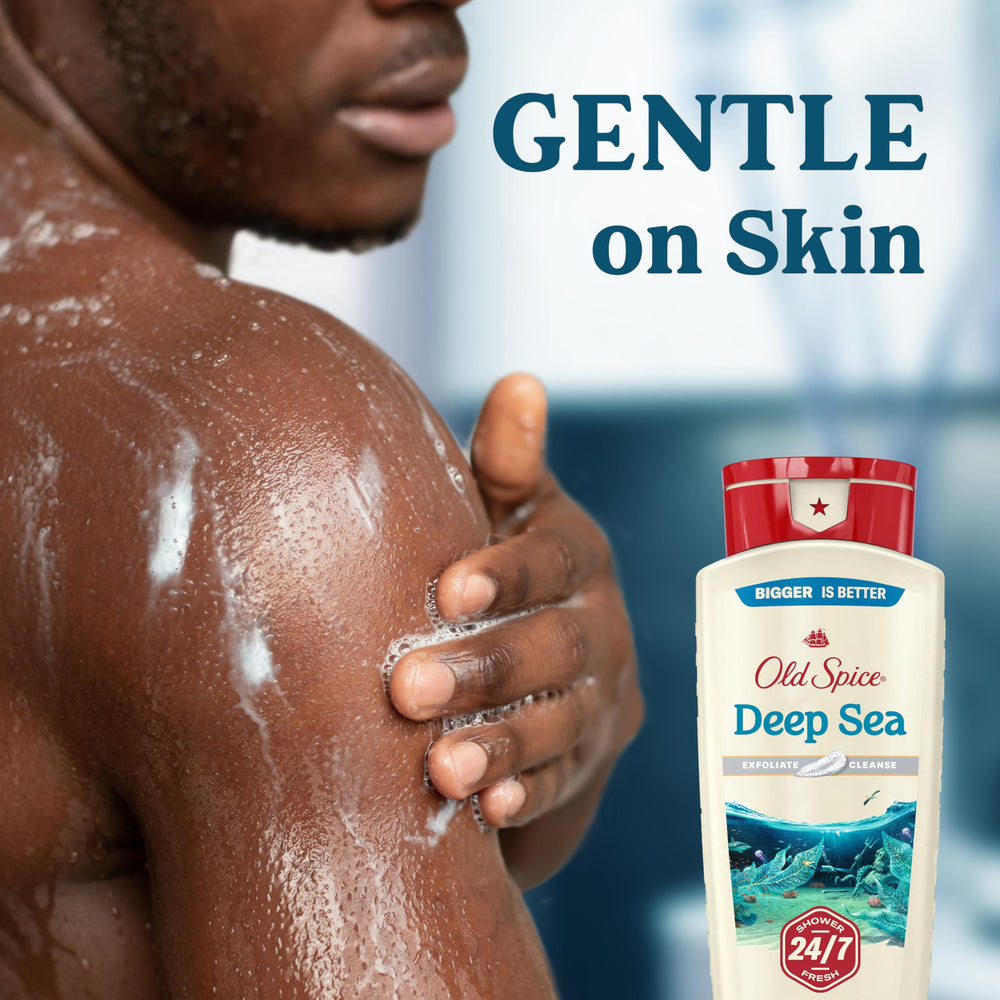 Old Spice bottle side view and flip cap for convenient bathroom storage