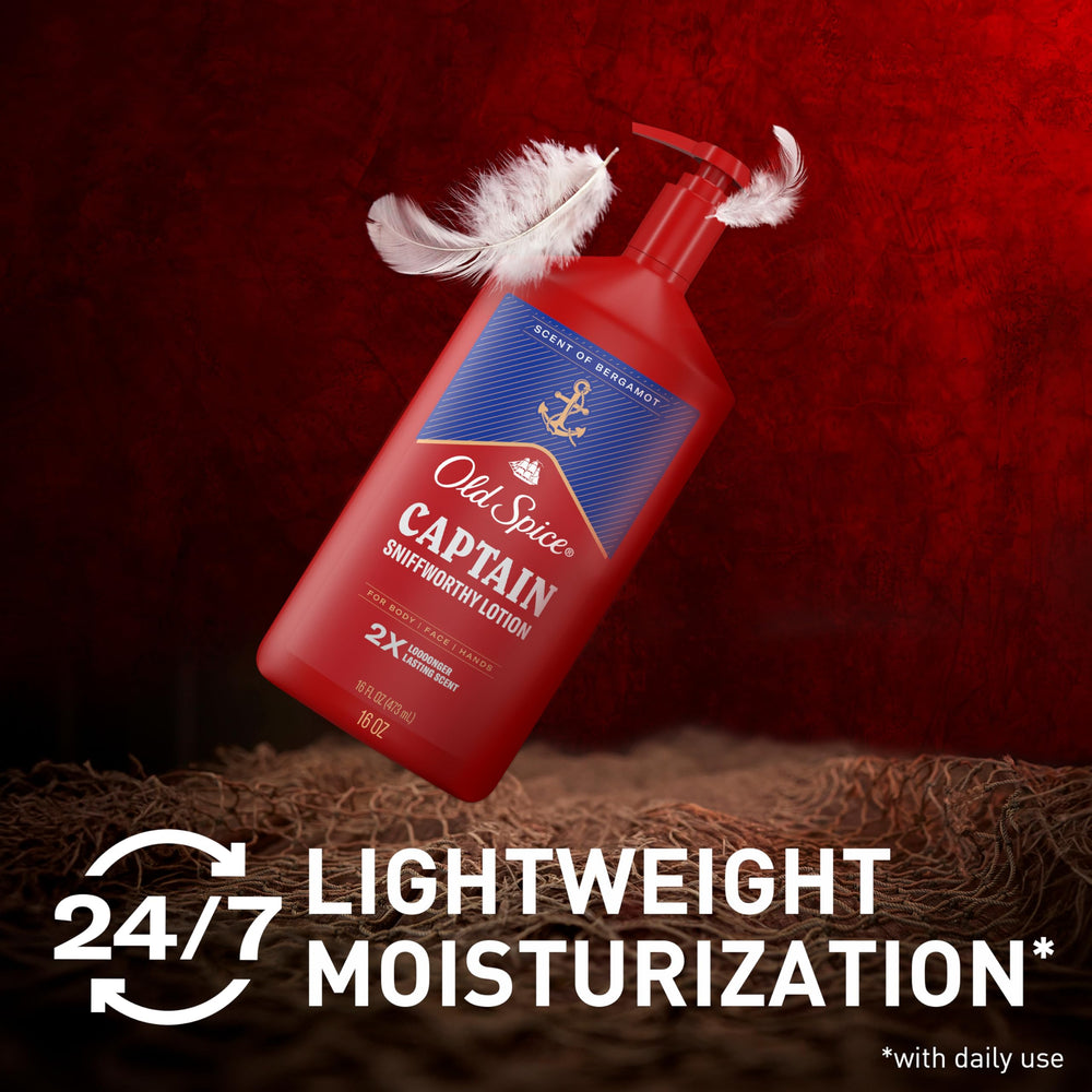 Old Spice Captain applied to hands demonstrating instant absorption and comfort