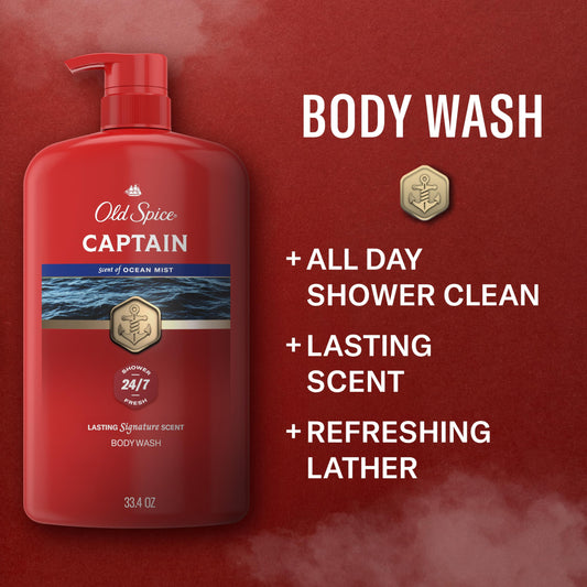 Old Spice Captain back label with ingredients list for informed purchase