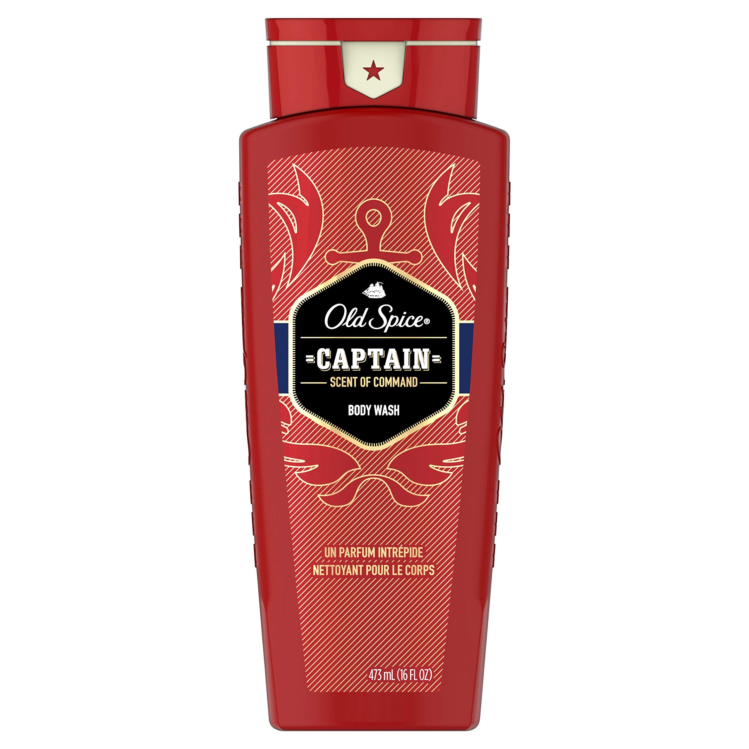 Old Spice Captain front packaging showing label and 16 oz size for confident scent