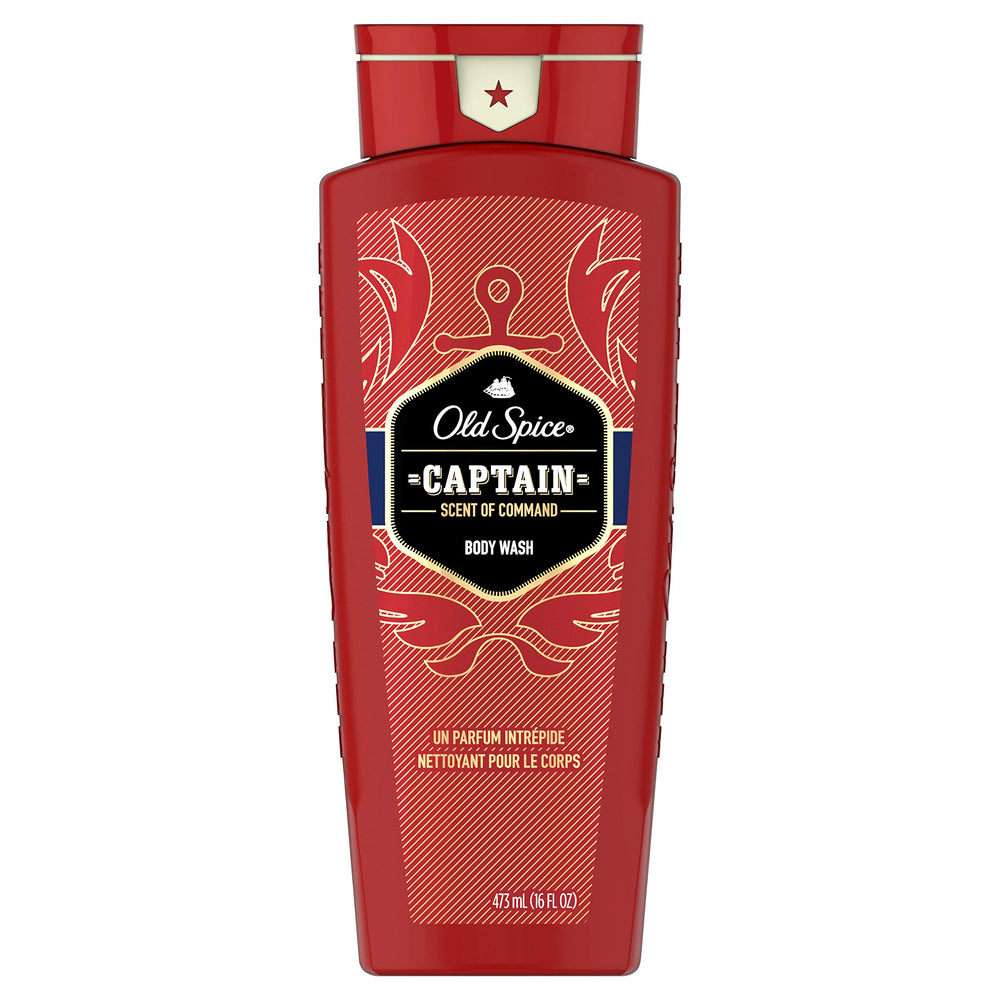 Old Spice Captain front packaging showing label and 16 oz size for confident scent