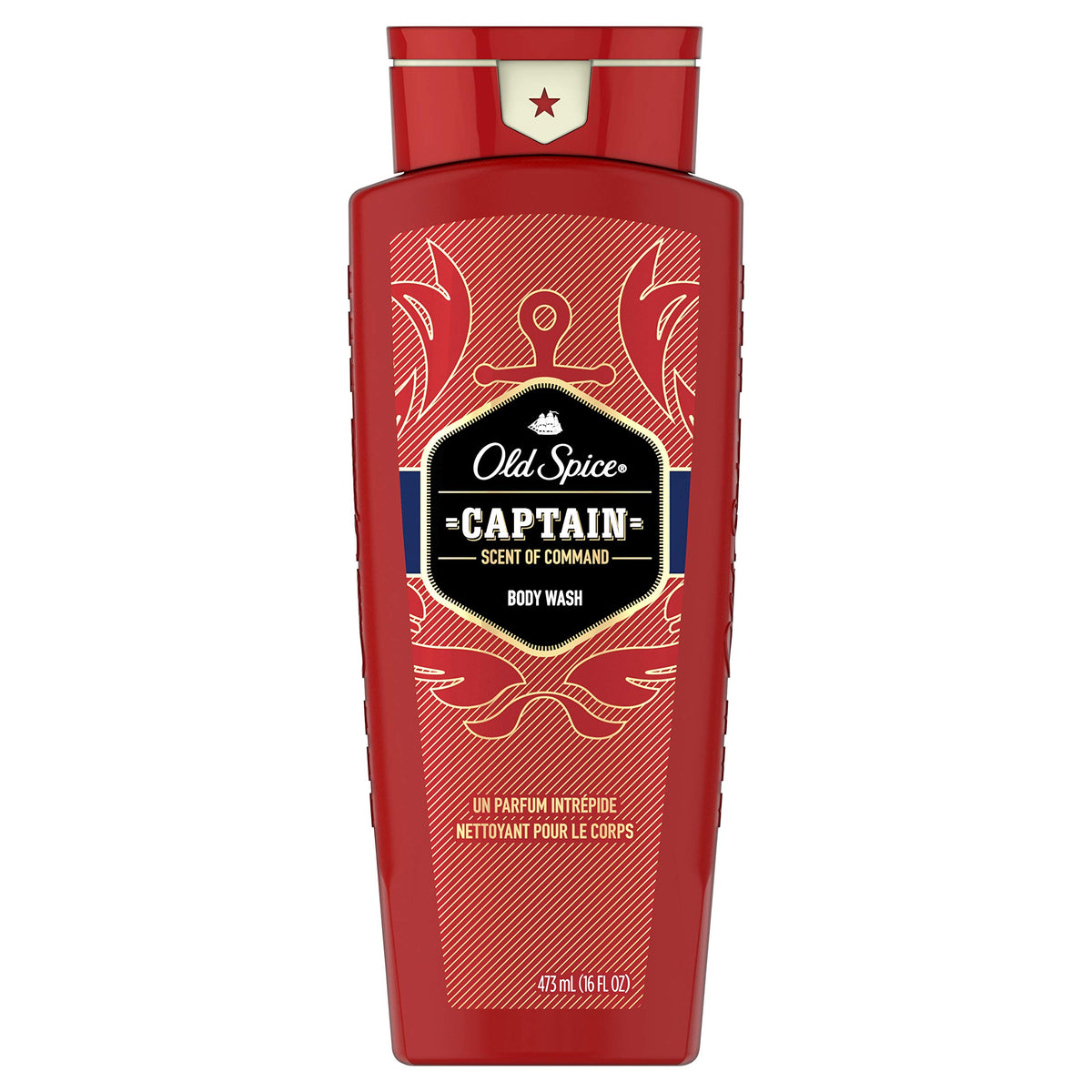 Old Spice Captain front packaging showing label and 16 oz size for confident scent
