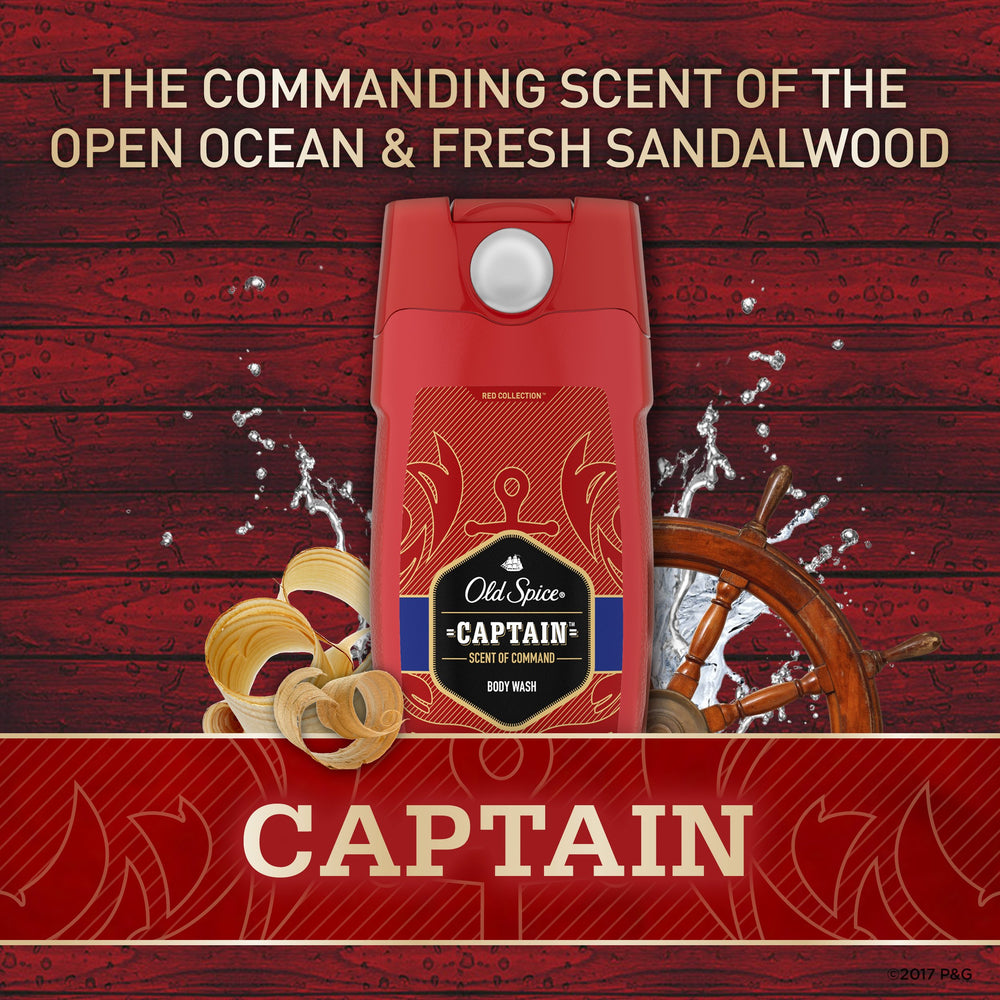 Old Spice Captain on bathroom shelf with other items showing stylish grooming