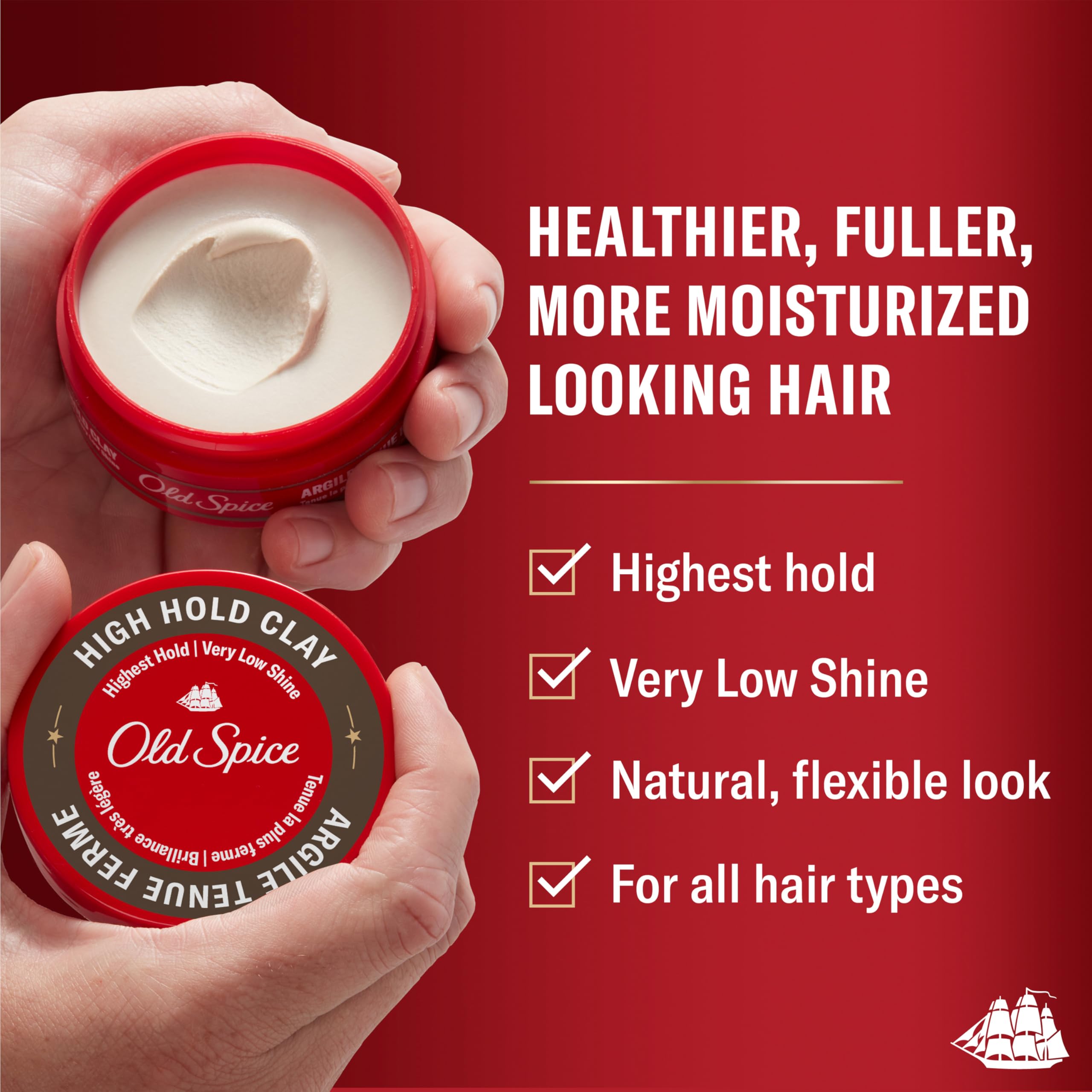 Close-up texture of Old Spice clay showing pliable matte paste for precise control