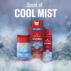 Old Spice product label and ingredient panel visible to confirm scent profile and product details