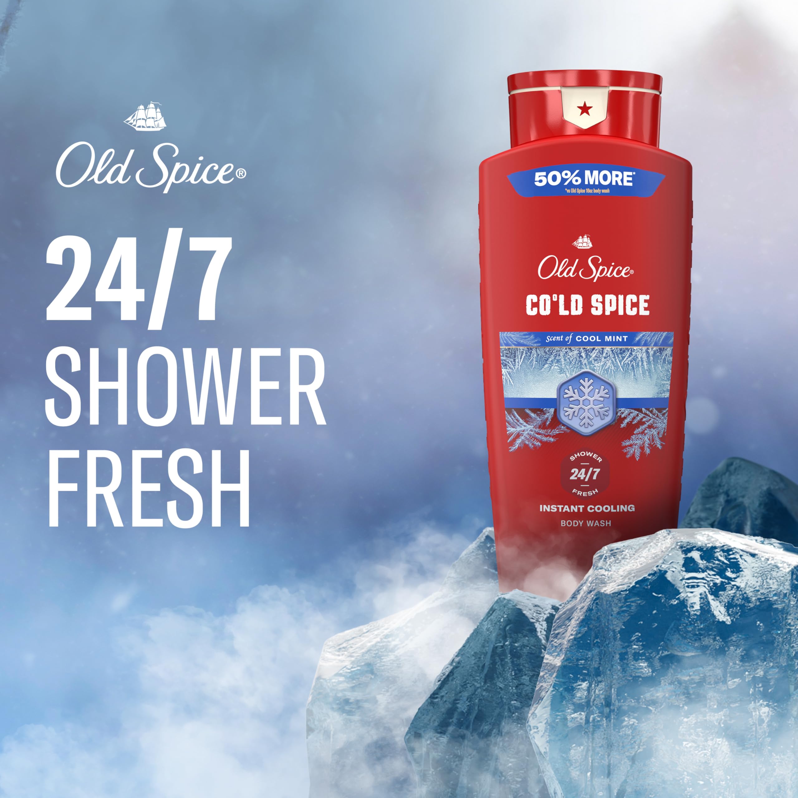 Closeup of Old Spice lather demonstrating rich foam and refreshing minty feel for invigorating cleanses