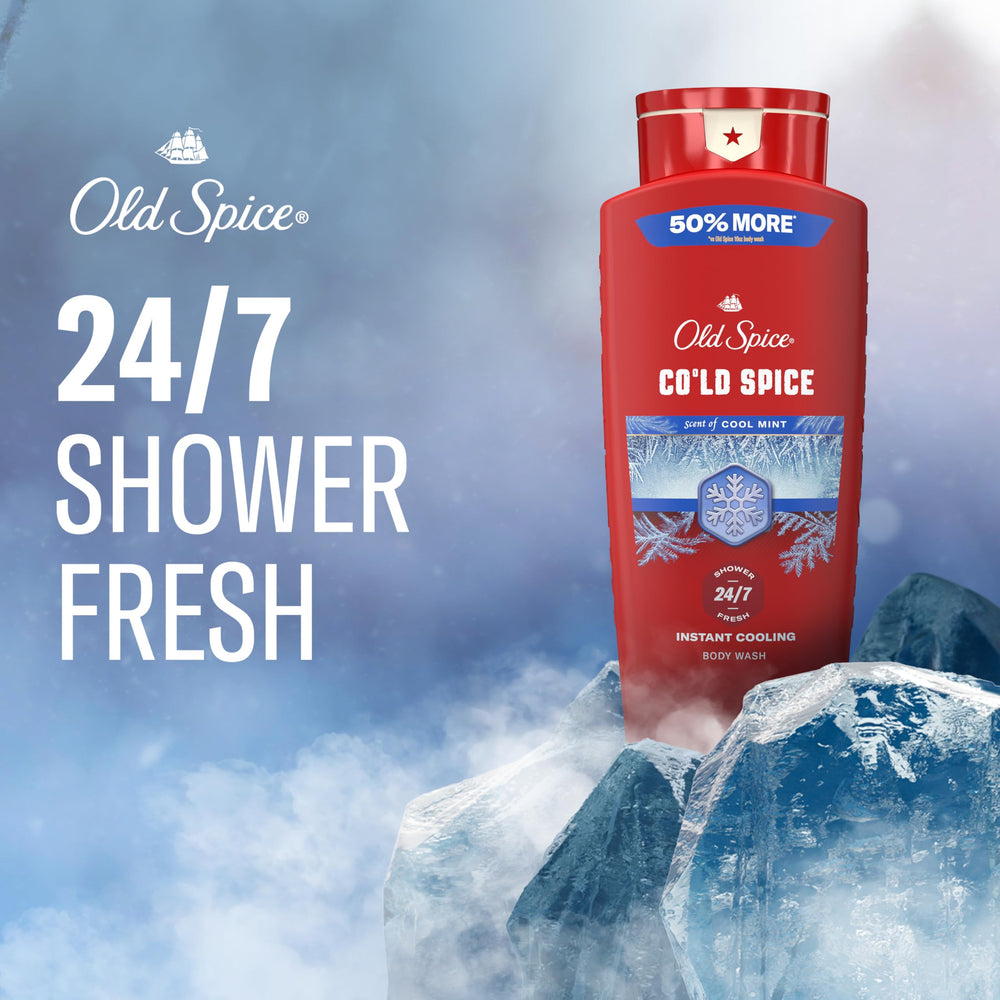 Closeup of Old Spice lather demonstrating rich foam and refreshing minty feel for invigorating cleanses