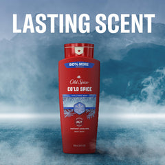 Old Spice body wash placed with other Red Collection items to suggest layering a signature scent