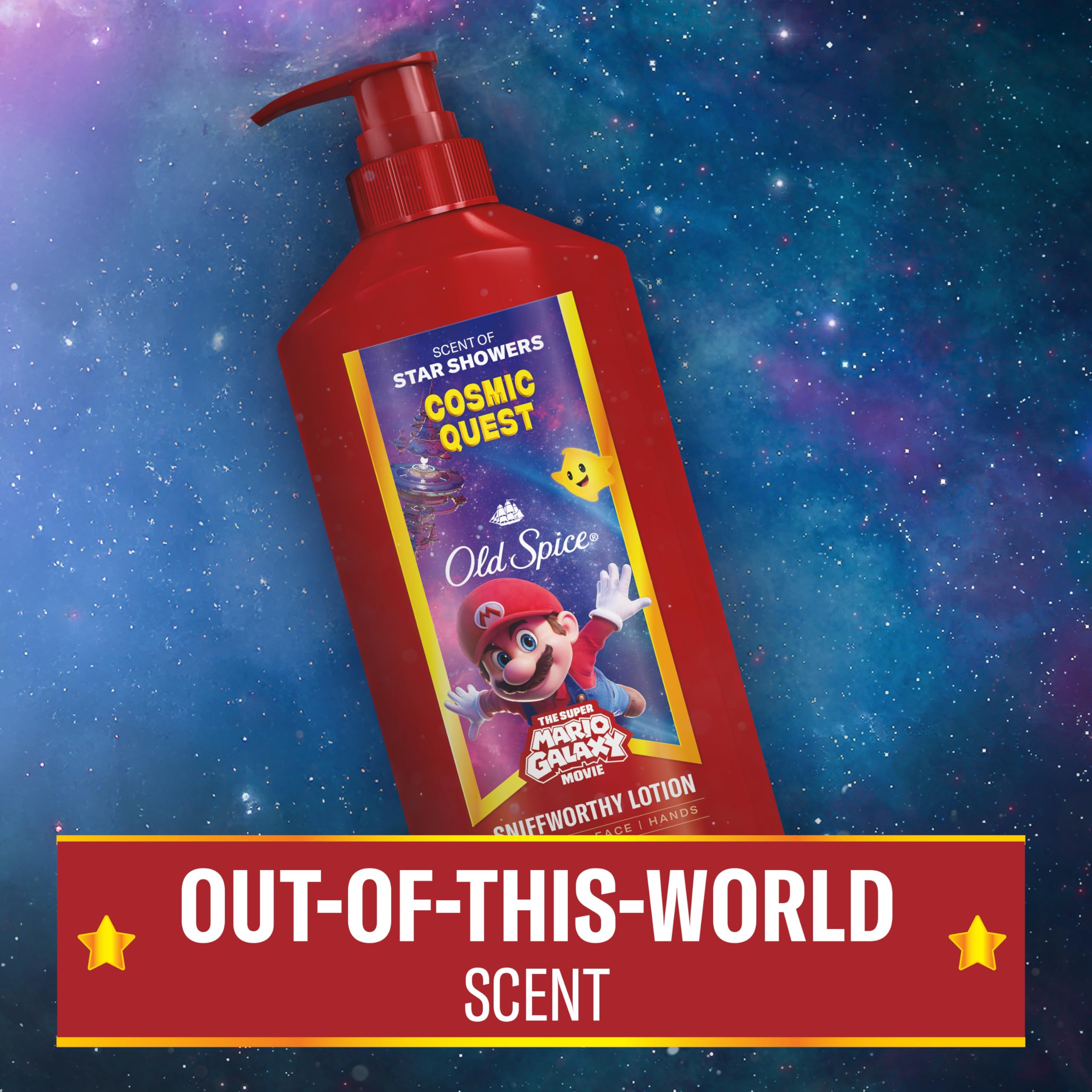 Old Spice lotion on bathroom shelf as everyday grooming convenience